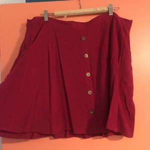 Red faux button down circle skirt